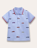 Cartoon Racing Car Printed Polo T-Shirt