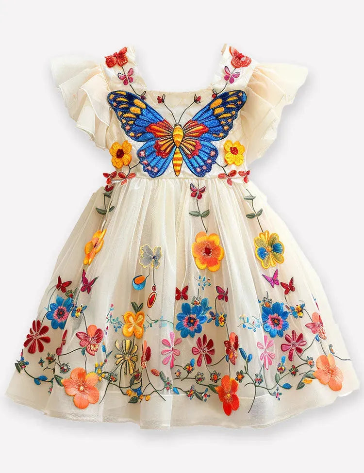 Butterfies Embrioidery Tulle Dress