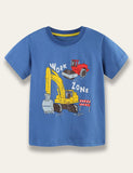 Blue Excavator Print T-shirt