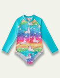 Cartoon Unicorn Printed Long Sleeve Swim Suit - Bebehanna