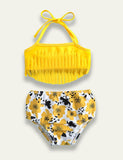 Floral Printed Tassel Suspender Swimsuit - Bebehanna