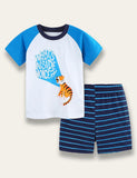 Tiger Print Top + Striped Shorts