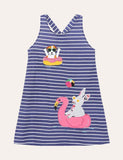Robe rayée à appliqué animal
