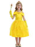 Light Up Belle Princess Costume Shoulder Layered Dress for Girls Party - UPORPOR - Bebehanna