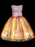 Light up Girls Sequin Rainbow Princess Party Dress - Uporpor